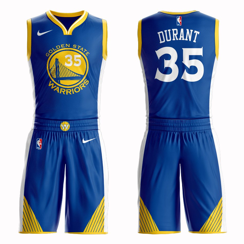 Men 2019 NBA Nike Golden State Warriors 35 Durant blue Customized jersey